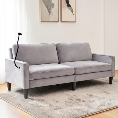 Canapé l 78 po, fauteuil inclinable en lin, housse amovible, coussins à ressorts, structure en bois massif, pour petits espaces