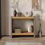 Vintage Industrial Console Table, With Dovetail Joinery And Distressed Wood Veneer Finish
