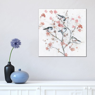 Chickadees In Spring II by Nan - Wrapped Canvas Painting