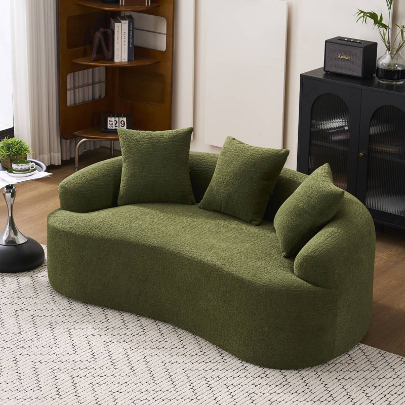 Canapé incurvé en chenille Boneless, Vert