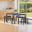 Ensemble de salle à manger pour 6 personnes Pendry, table de salle à manger avec 2 bancs longs et 2 bancs courts-1812569331