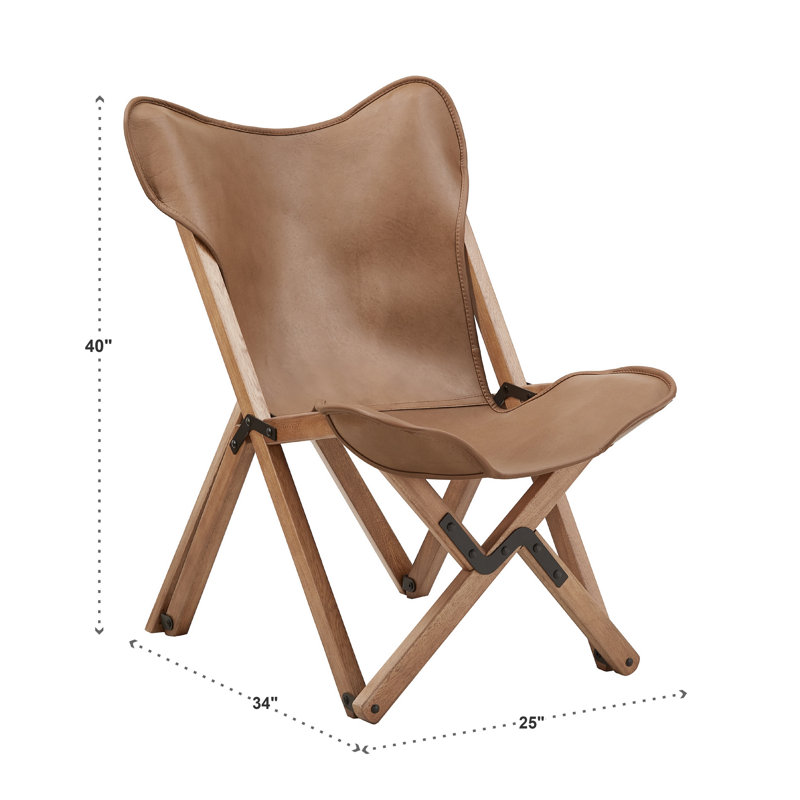 Kyjuan Genuine Top Grain Leather Tripolina Sling Chair, Light Genuine Leather, Light Brown