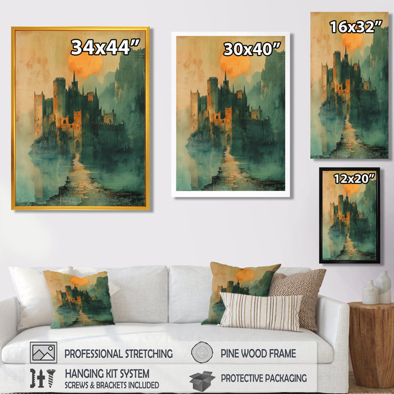 Décoration murale Tanesha - Châteaux, Toile encadrée noire simple, H 40 po x l 30 po x P 1,5 po