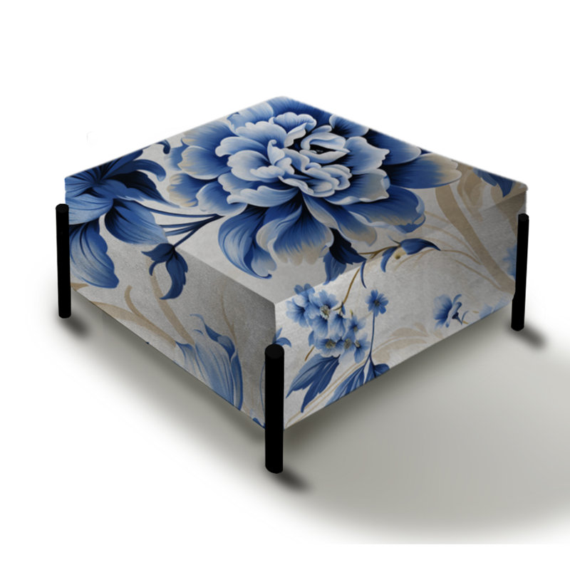 Grand repose-pieds carré bleu Cobalt