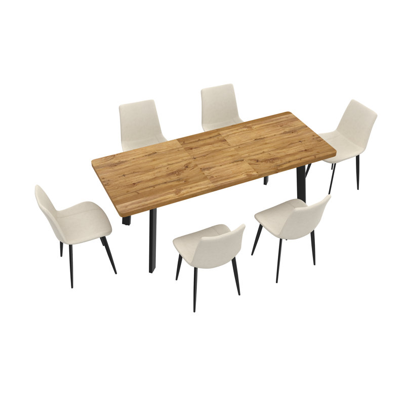 Ensemble de table de salle à manger extensible 63,1 à 78,8 po, table de cuisine moderne 7 pièces avec 6 chaises de salle à manger rembourrées 