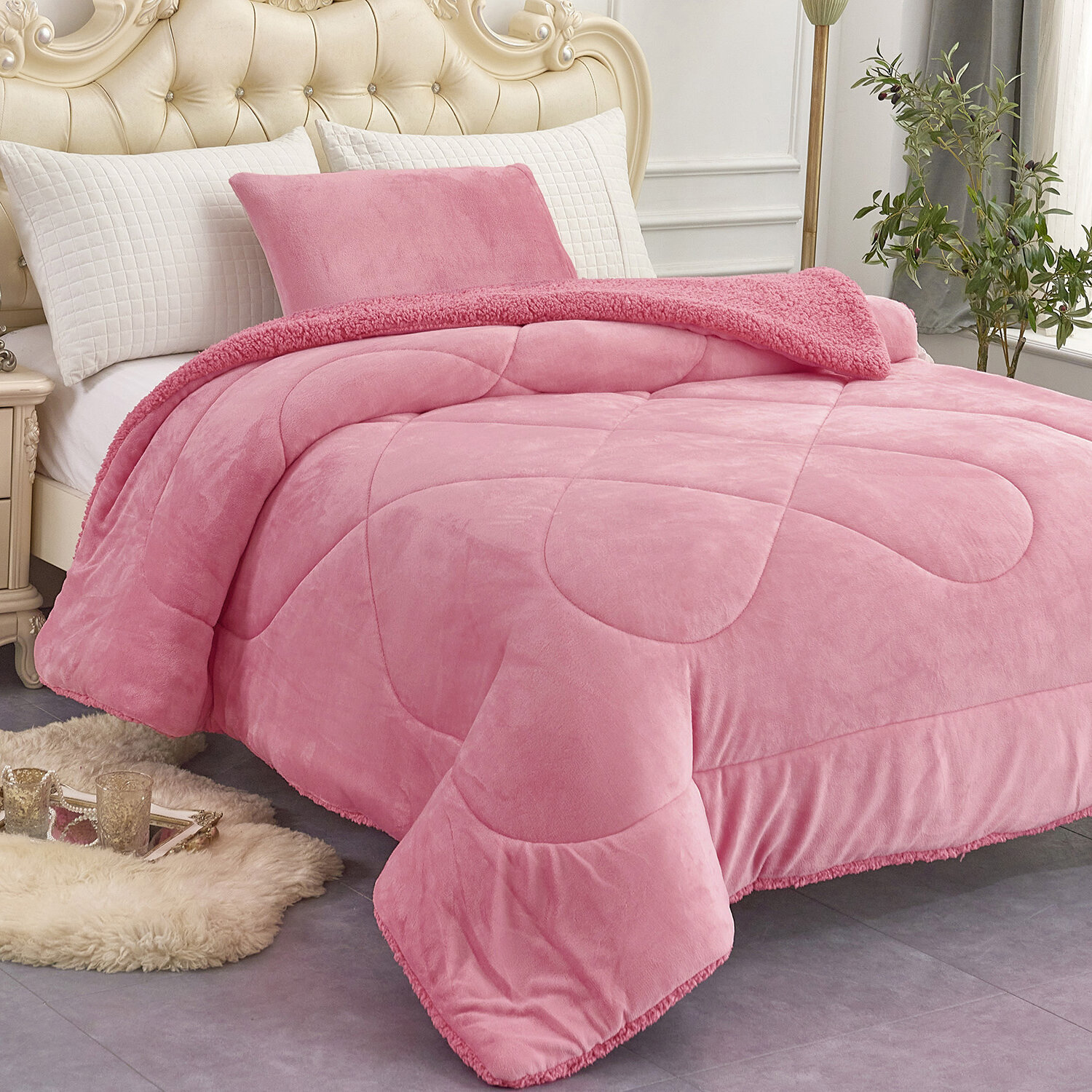 DOMDEC Luxury Flannel Fleece Comforter Plush Sherpa Back - Machine Washable  Bedding Blanket Textured & Reviews