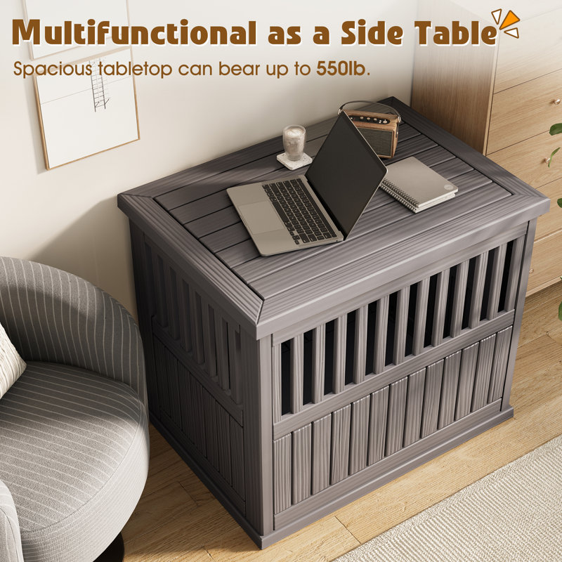 Table de bout décorative pour cage de chien - Mobilier de niche pour petits et moyens chiens, Médium, Gris