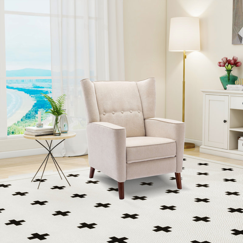 Wide Manual Wing Chair Recliner, Chenille brun clair