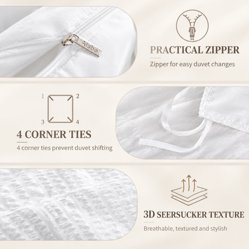 Cotton Blend Solid Colour Duvet Cover Set, King