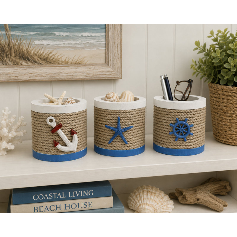 Assorted Beach Decor Round Trinket Holder