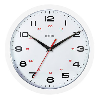 Acctim Aylesbury 24.5cm Office Wall Clock with 12/24 Hour Dial & Quartz Movement White