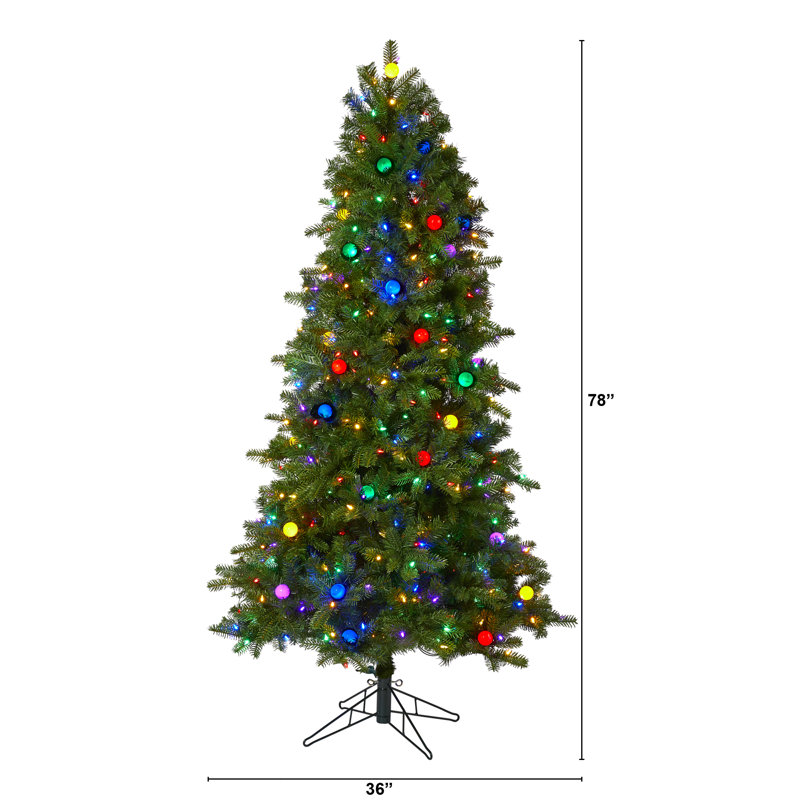 Lighted Artificial Fir Christmas Tree, 6.5' H