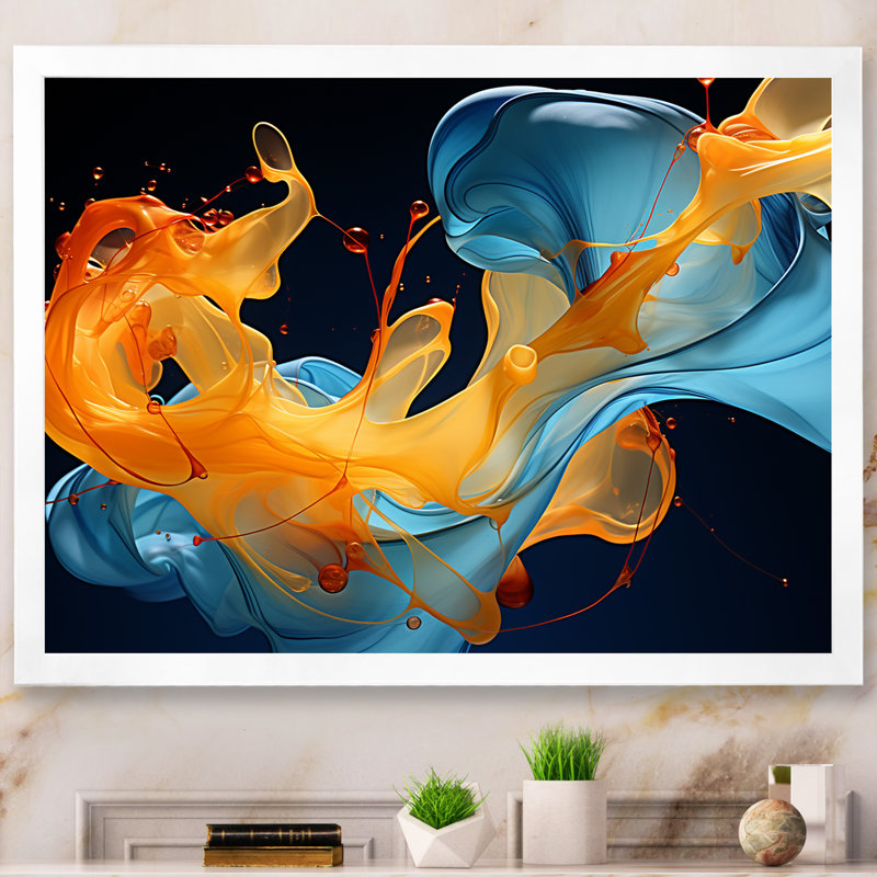 «Ink Wave Rhythms» - Impression, Cadre photo blanc, H 30 po x l 40 po x P 1,5 po