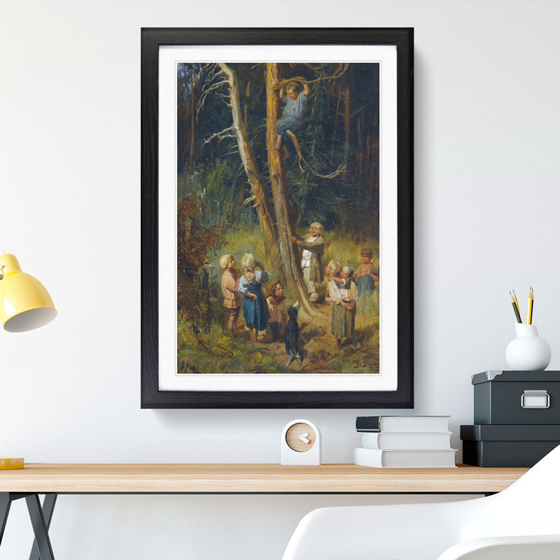 Children in a Forest by Viktor Vasnetsov - Picture Frame Painting, 36cm H x 27cm W x 2cm D, Black Framed