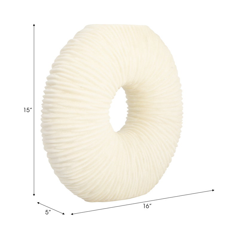 Unique Nataly Large Quartz Resin Vase - Elegant White Finish, Perfect for Modern Homes, 15" H x 16" W x 5" D