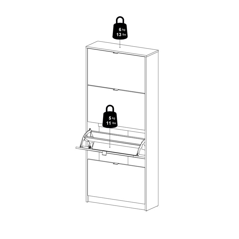 Aula 24 Pair Shoe Storage Cabinet, White