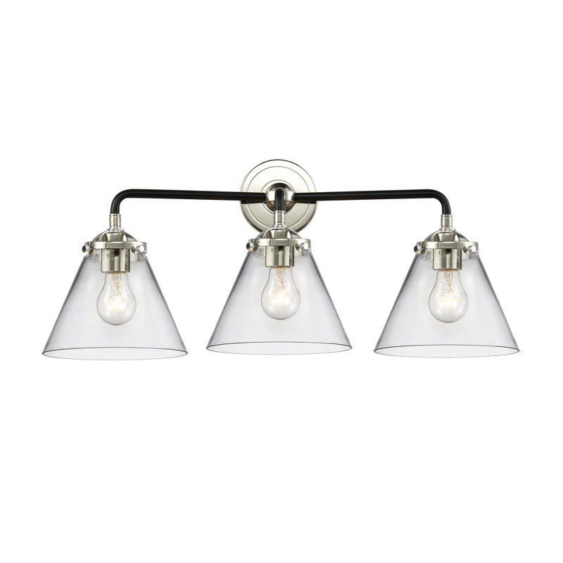 Éclairage pour meuble-lavabo 2 lumières Taryn, Incandescent, Transparent, Nickel poli noir