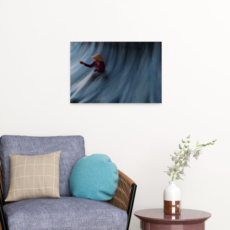 Art mural traditionnel traditionnel bleu traditionnel Serene, 16" H x 24" W