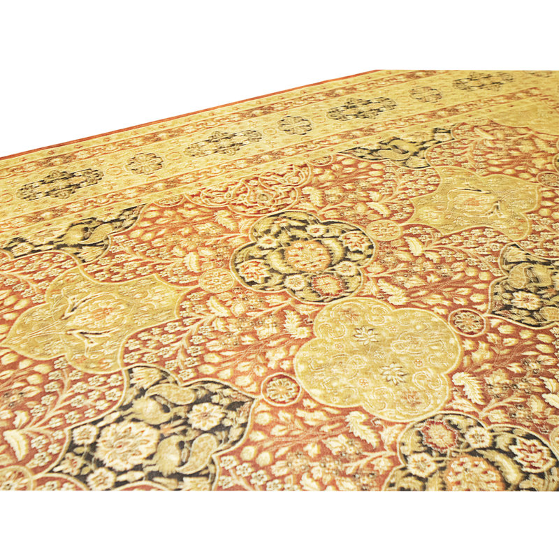 High-Quality Hand-Knotted Rust And Gold Area Rug