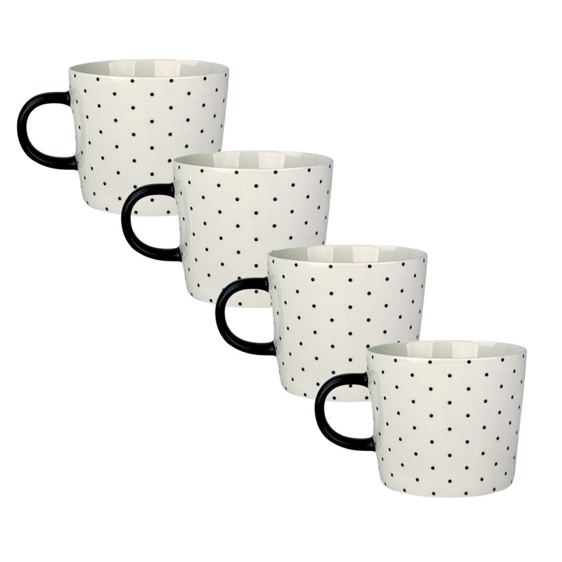 Oogle Polka Dot Mug 13 fl oz, Black/White