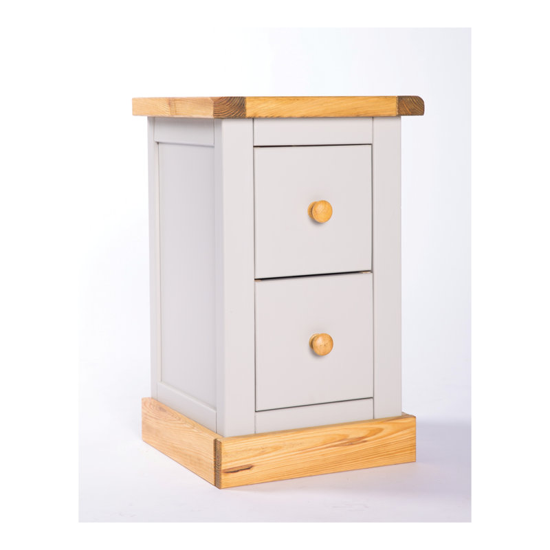 Pharsalia 35cm W Plywood / Laminate Board Bedside Table, Chrome Knob, Waxed/Light Grey