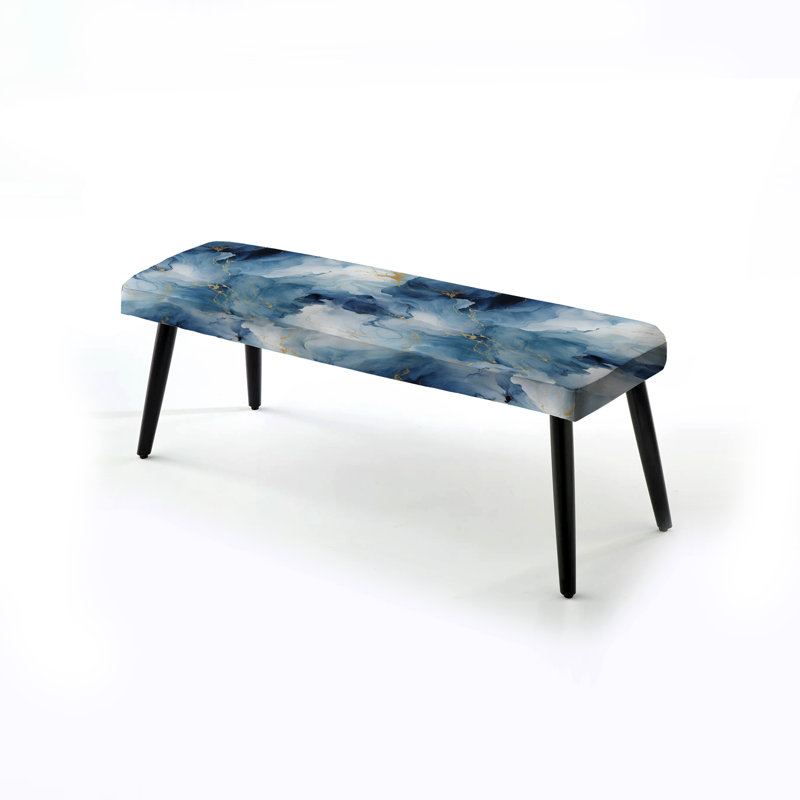 Banc bleu rembourré Marble Elegance