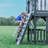 Backyard Discovery Whispering Point Light Gray Cedar Wood Swing Set with Wave Slide, Clubhouse, Crow's Nest, and Play Kitchen