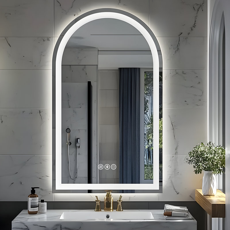 Lunara UL Certified Arch Wall Mirror, LED Bathroom Vanity Mirror with Dimmable 3-Color Lighting & Anti-Fog, 40" x 28"