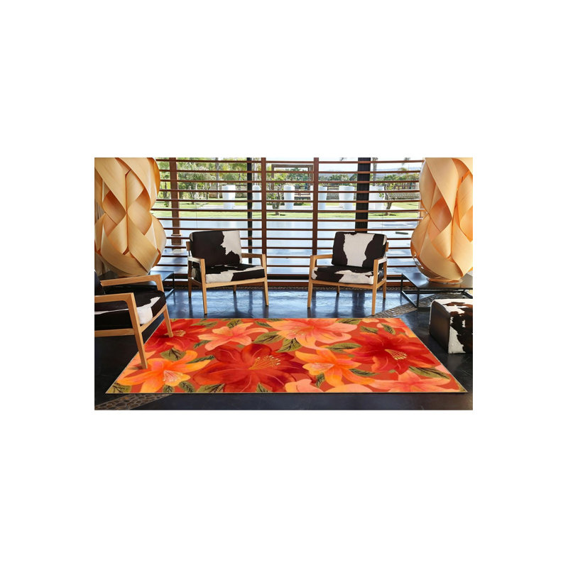 Tapis rouge tissé à motif floral rouge, Tapis de couloir 3 pi 3 po x 6 pi 7 po inclus