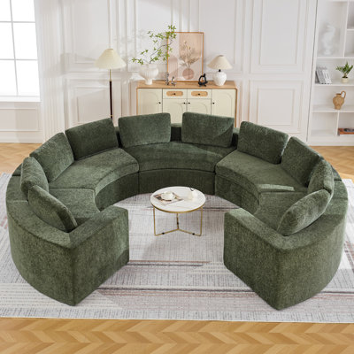 Boneless Curved Modular Sectional Sofa, 4 to 10 Seater with 8.47" Wide Arms, No Assembly Required