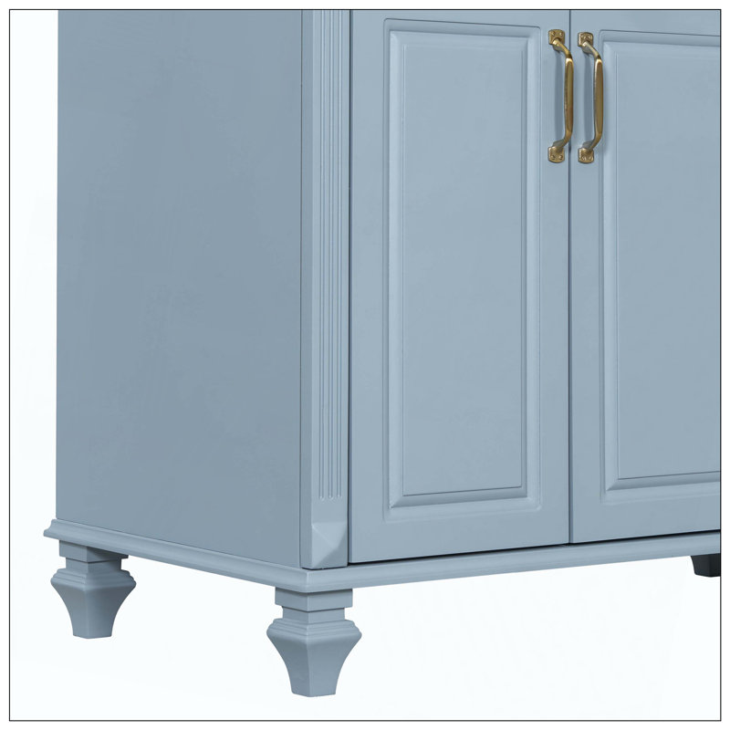 Meuble-lavabo autoportant moderne avec tiroirs et poignées en métal, Bleu
