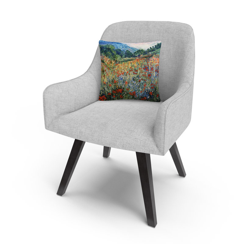 Coussin décoratif avec champ de fleurs sauvages
