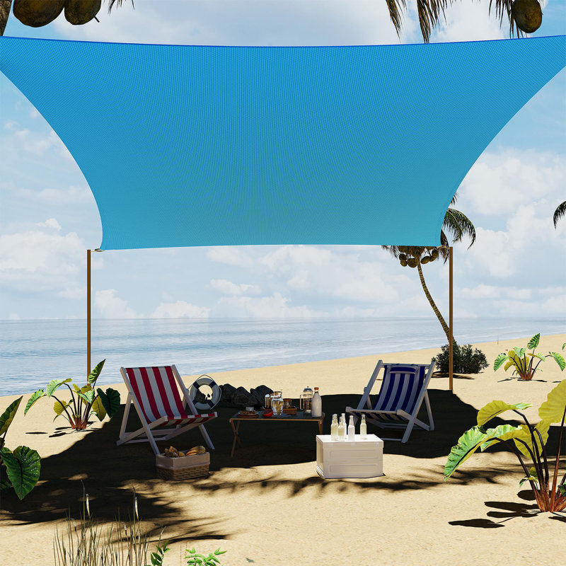 Blue 8x10 FT Rectangle Sun Sail – UV-Blocking Shade Cloth Canopy for Backyard, Deck, or Garden, White/Blue