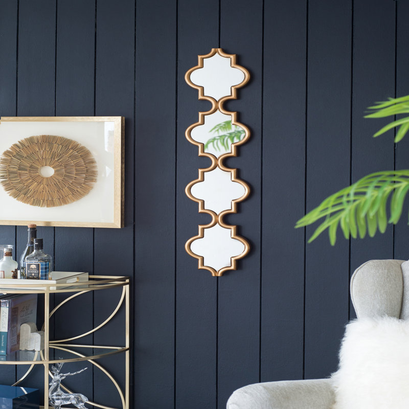 Miroir mural doré à quatre niveaux, parfait pour allonger les murs et ajouter un charme moderne, 9,5 x 1 x 47,2 po
