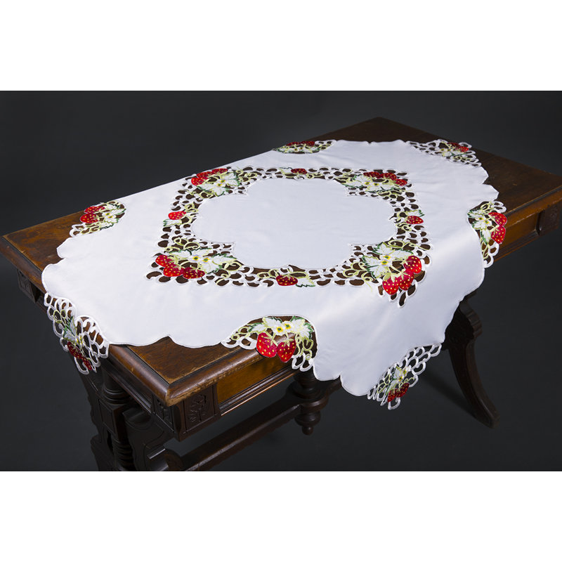 Strawberry Embroidered Cutwork Table Topper