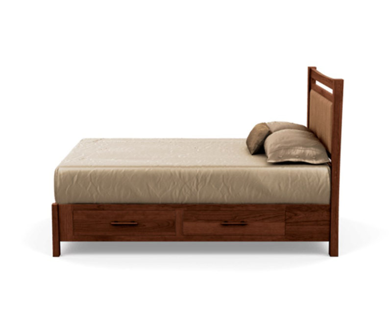 Monterey Upholstered Bed, California King, Ebony Leather, Cognac Cherry