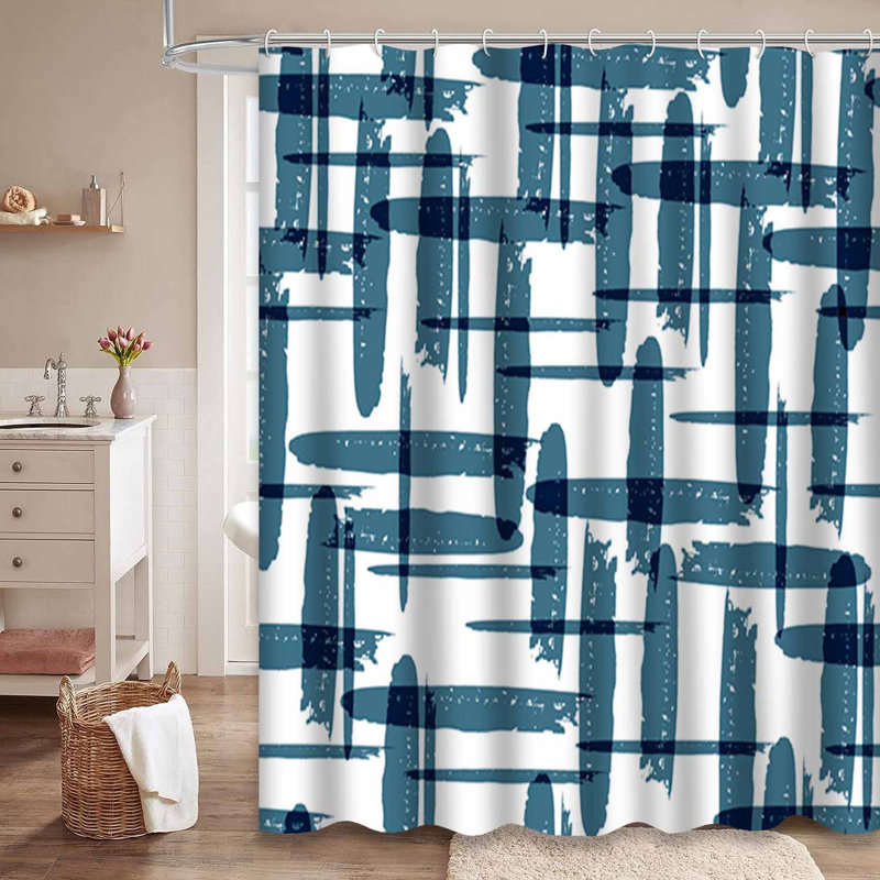 Rideau de douche imperméable à carreaux avec 12 crochets, L 72 po x l 84 po