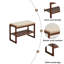Banc à chaussures en bois massif, étagère de rangement en bois de hêtre avec coussin éponge à rebond élevé
