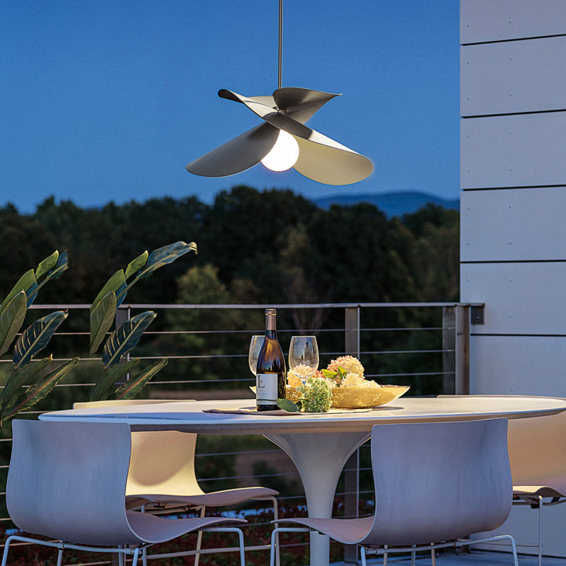 Hibiscus 1 - Bulb 12.9" H Outdoor Pendant, Multiple: 15.5" - 45.5", Coastal Dark Smoke