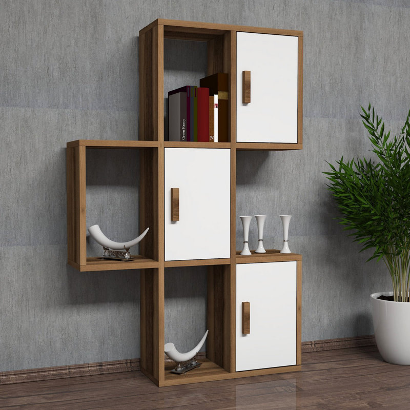 Tallapoosa 6 Piece Cubby Shelf, Walnut/White
