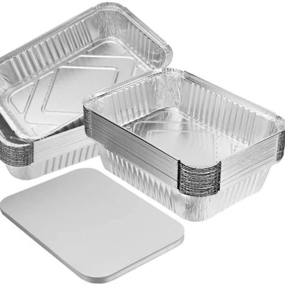 Disposable Aluminum 5Lb Oblong Pan 9” x 6.25” with Board Lids