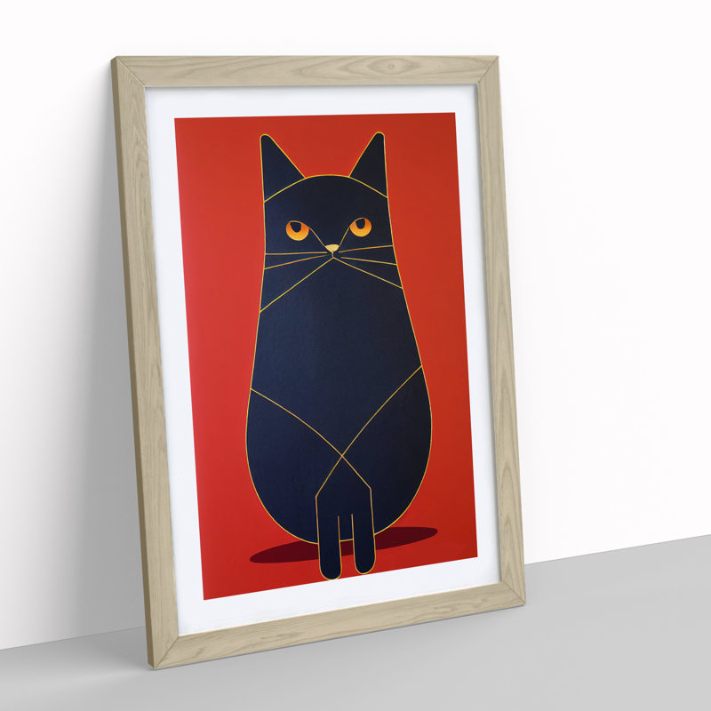 Modern Cat No.2 Abstract - Framed Print, 64cm H x 46cm W x 2cm D, Oak Framed