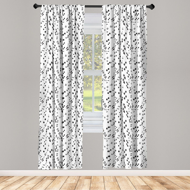 Foot Print Semi-Sheer Rod Pocket Curtain Panels, 28" x 63"