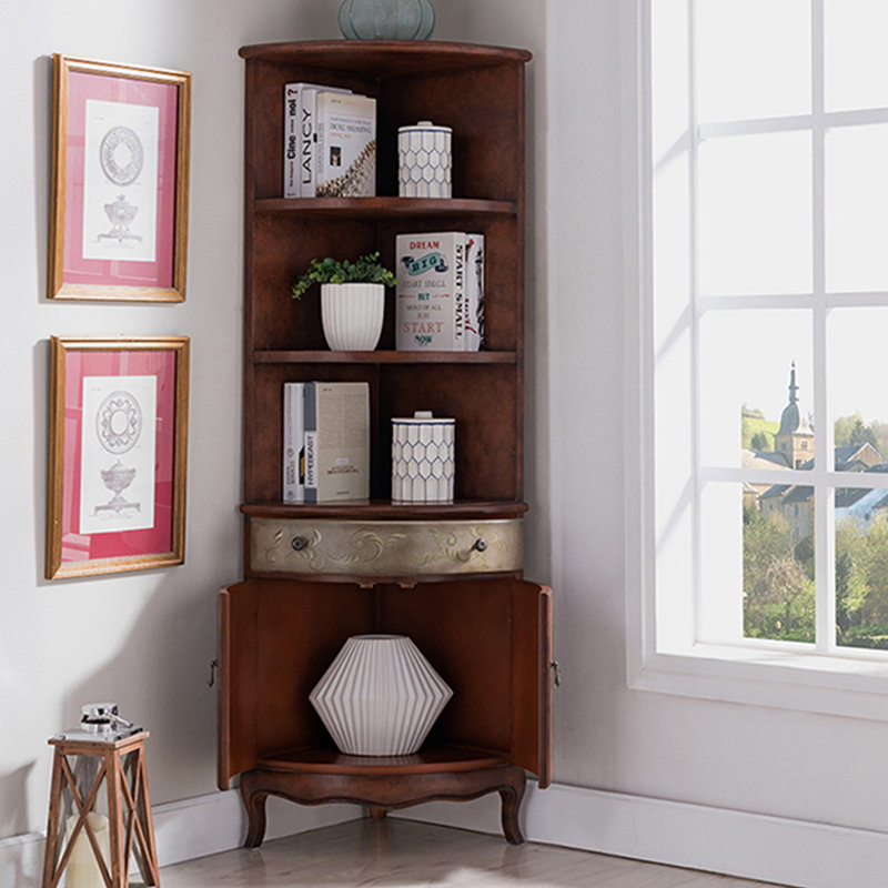Vitrines en bois massif marron et verre, Marron