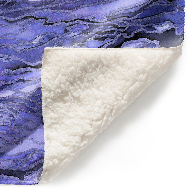 Couverture de sherpa gris doux à gris pervenche marble idea, l 68 po x L 80 po