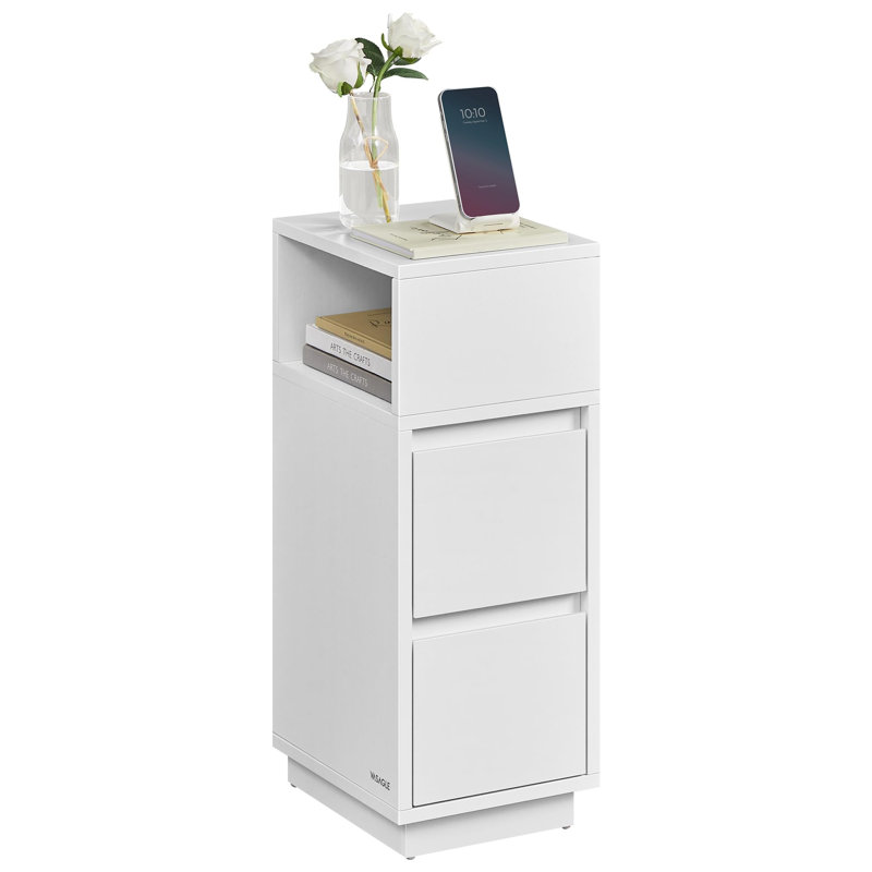 25cm W Manufactured Wood Bedside Table, White