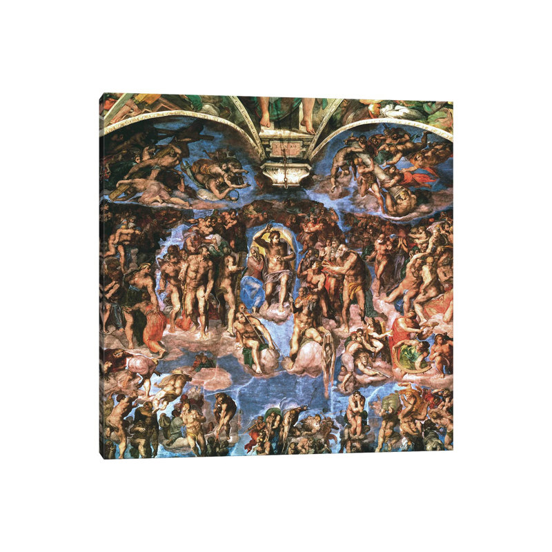 Sistine Chapel: The Last Judgement (Detail Of Upper Half) by Michelangelo - Wrapped Canvas Painting
