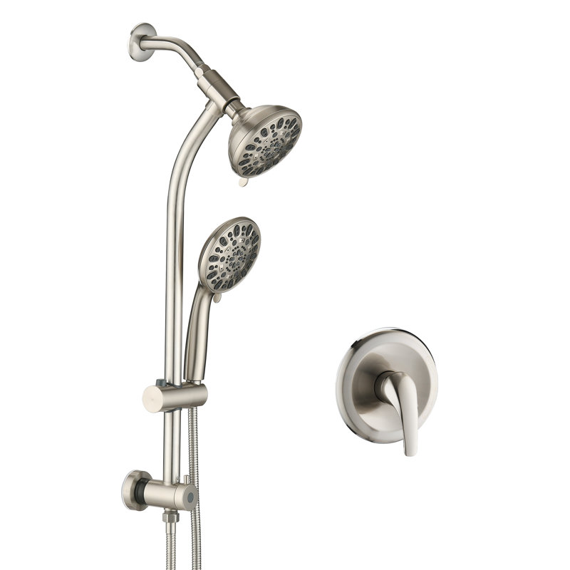 Tête de douche à pluie murale 5 pouces avec douche à main multifonction Topcraft, Nickel brossé