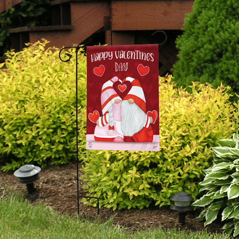 Joyeuse Saint-Valentin, drapeau de jardin des gnomes, Saint-Valentin rouge et blanche