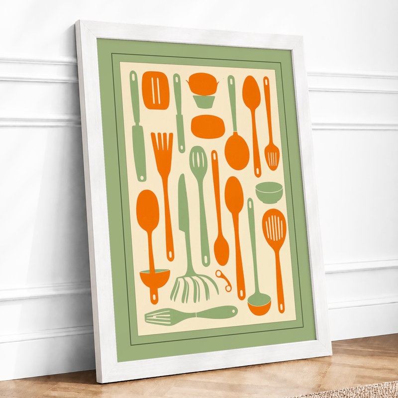 Culinary Order Mid-Century - Framed Print, A4 - 29.7 x 21.0 cm, White